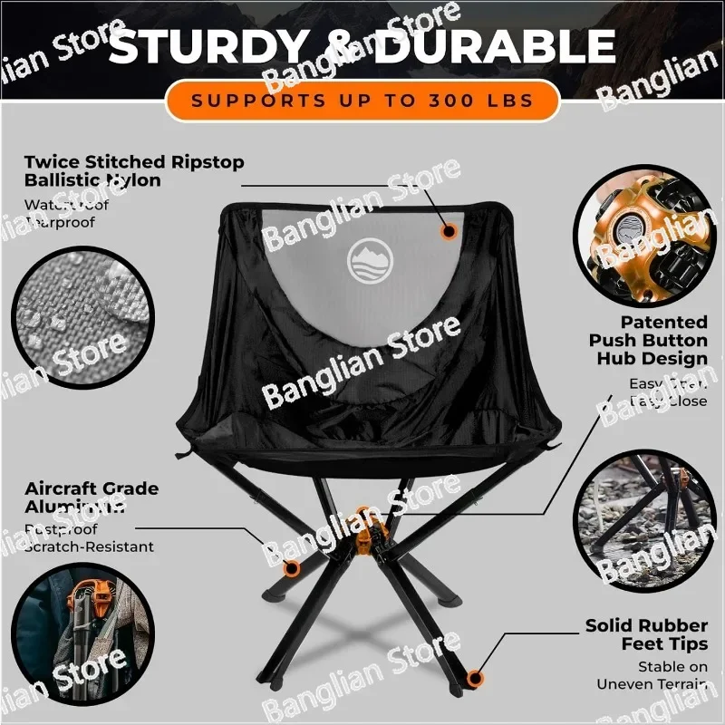 CLIQ-silla Plegable Portátil sillón ligero para acampar soporta 300 libras