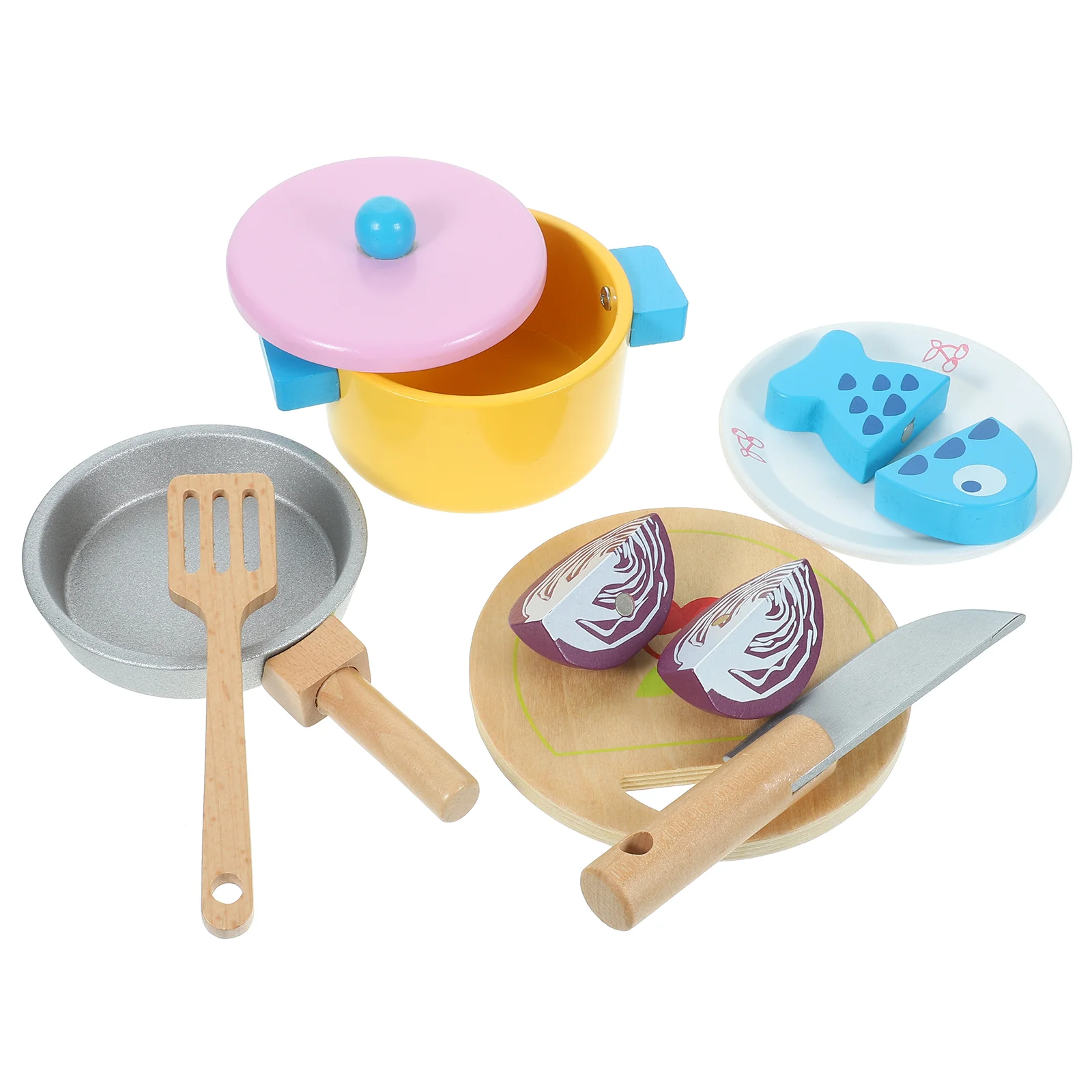 

Kitchen Toys Kids Suit Cooking Educational Playthings Children Gift Simulation Wooden Playing House Cookware Playset