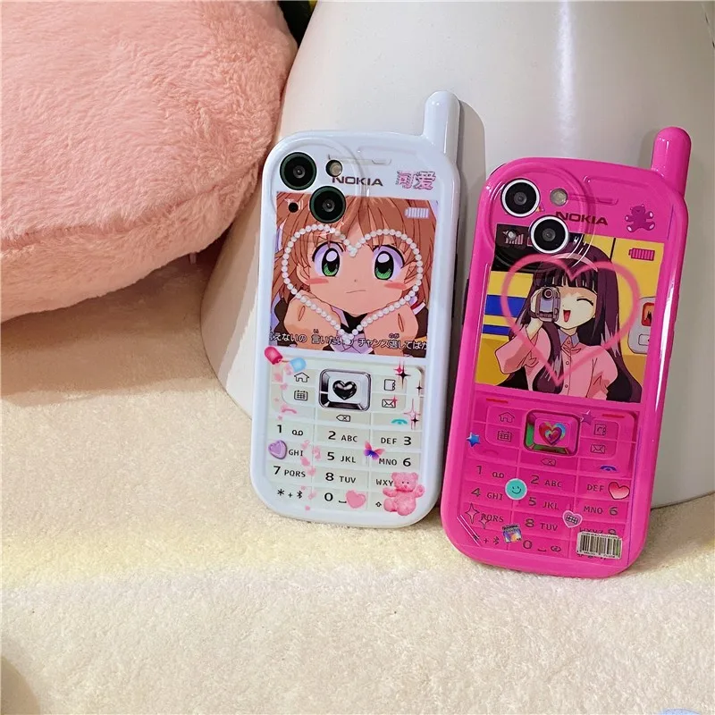 

Creative Cute Mobile Phone Model Female Soft Case For Iphone 11 12 13 Pro Max 7 8 Plus Xr X Xs Se 2020 Anti-drop Cover Fundas