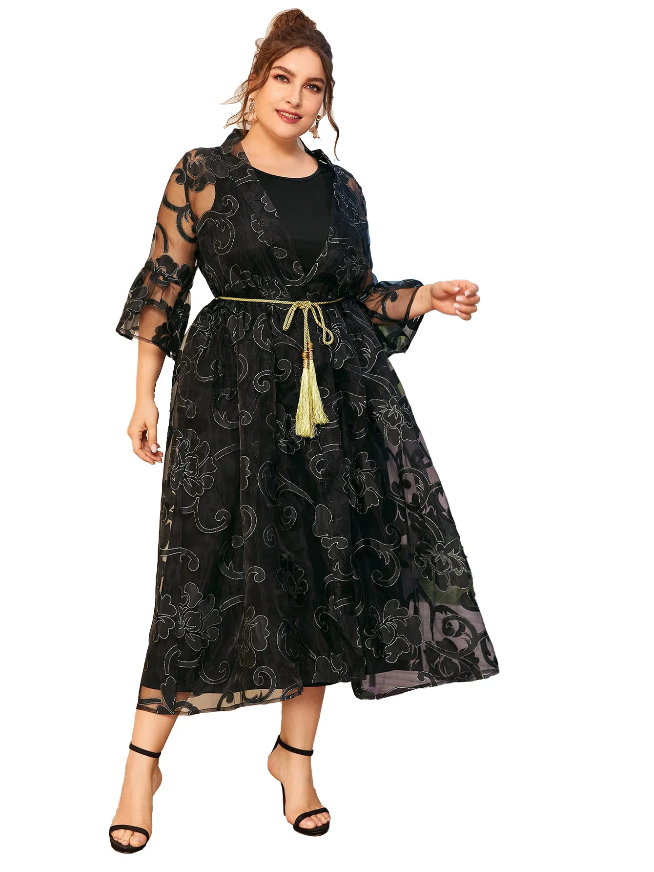 Plus Size Womens Clothing 2023 New Solid Color Loose Ladies Long Dresses Spring And Summer Fashion Black Casual Female Clothing