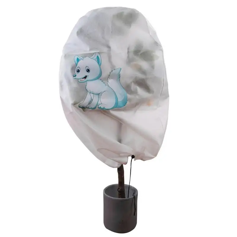 

Plant Cover For Winter White Warm Plant Protection Blanket With Drawstring Cute Appearance Bad Weather Cover For Season