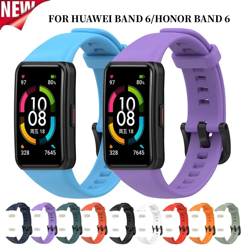 Soft Silicone Sport Band for Huawei Band 6/6 Pro Strap Smart Watch Wristband Bracelet Replacement Strap for Honor Band 6 Pulsera