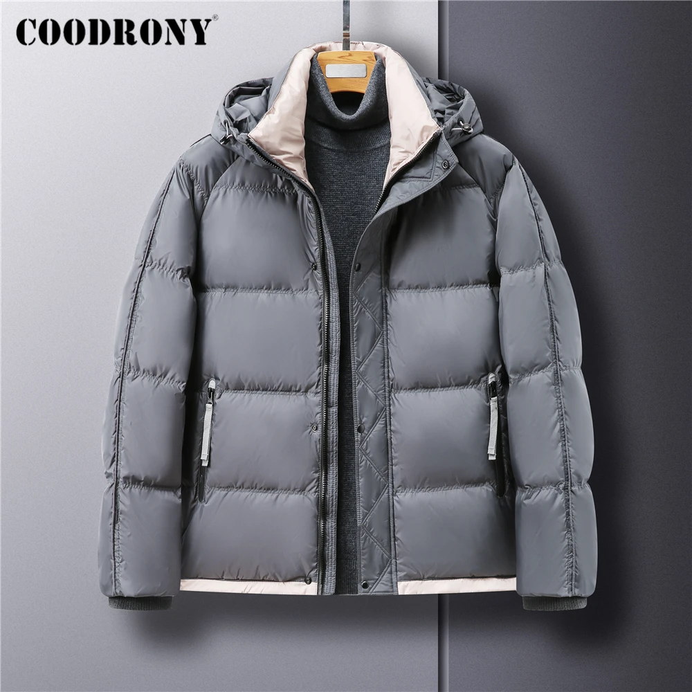 COODRONY Brand Hooded Coat Male 90% White Duck Down Jacket Men Luxury Clothing Winter New Arrival Casual Thick Warm Parkas Z8211