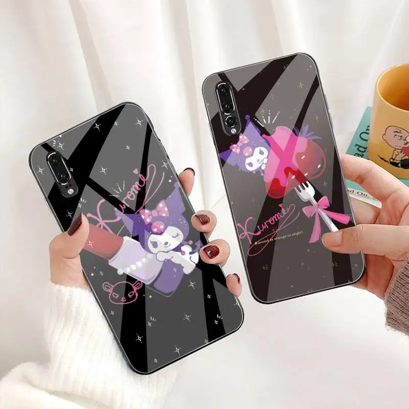 

Милый мультяшный чехол Kuromi для телефона, закаленное стекло для Huawei P30 P20 P10 lite honor 7A 8X 9 10 mate 20 Pro
