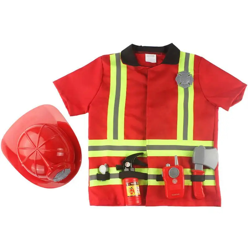 

Fireman Costume Fun Firefighter Role Play Dress-Up Children's Toys Clothes For Kids Fire Fighting Tools Firefighter Toy Set