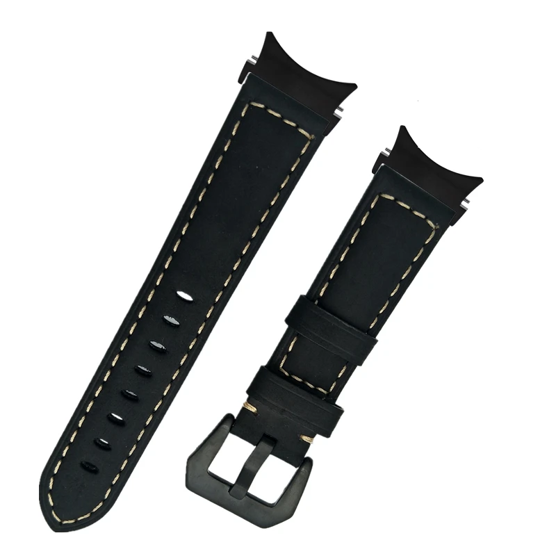 

No Gaps Leather Strap for Samsung Galaxy Watch 4 Band 4 Classic 42mm 46mm 44mm 40mm Curved End Leather Watch Bracelet Men 2022