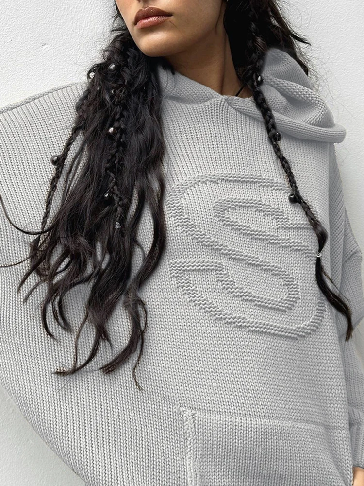 IAMSURE Женская толстовка с капюшоном длинными рукавами и буквенным узором