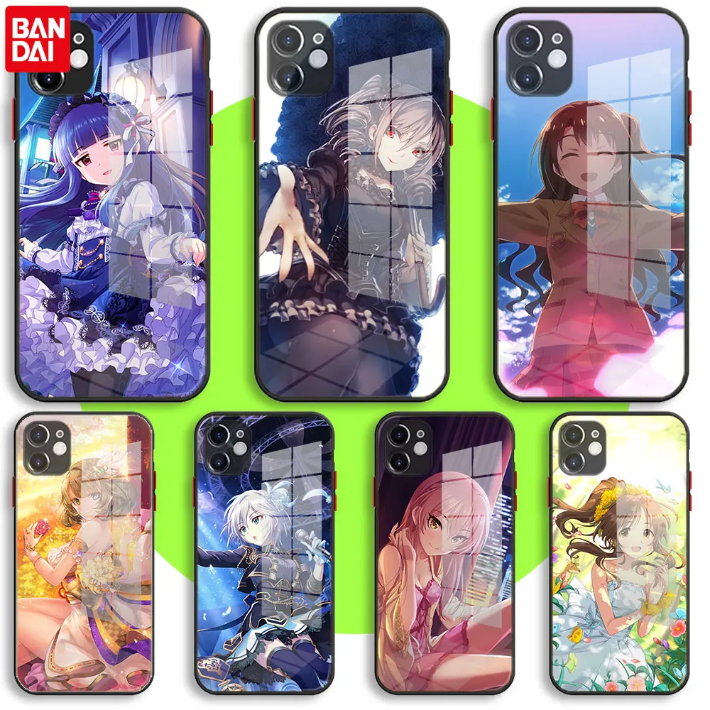 

BANDAI Black Soft Glass Case For iPhone 13 11 12 Mini Pro Max XS XR X 7 8 6 Plus SE2 Silicone Protection Cover THE IDOLM STER