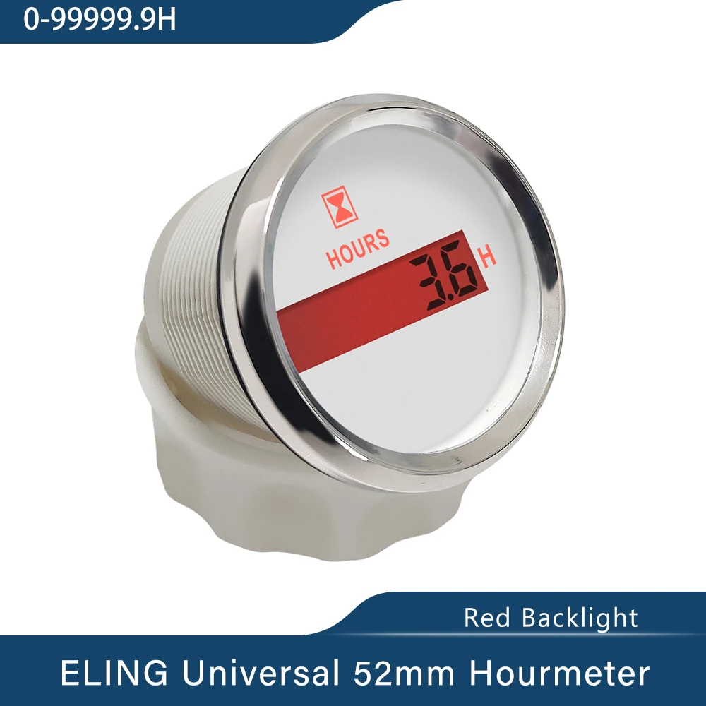 

52mm Universal Hour Meter Gauge with Red Backlight 9-32V for Car Trucks Boat
