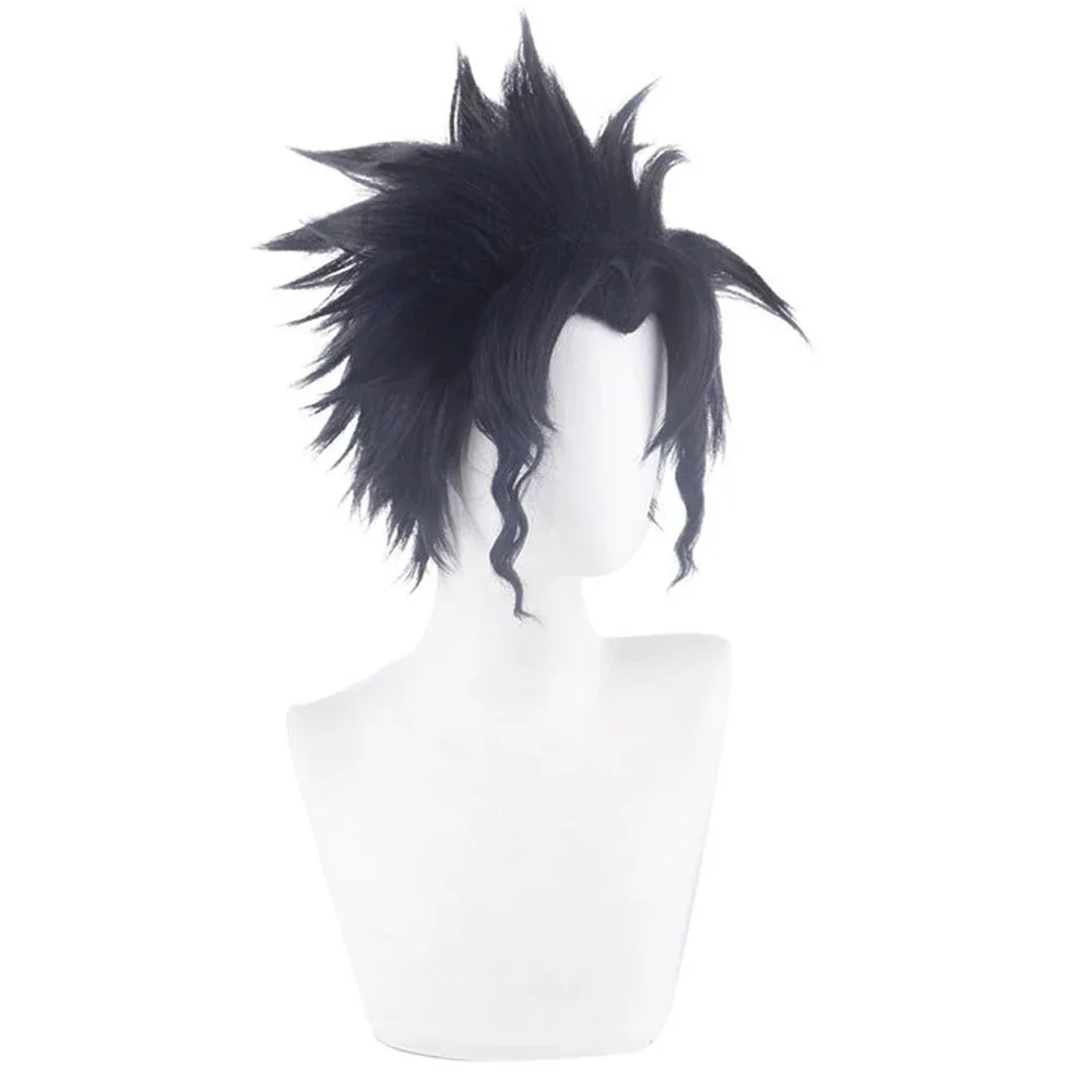 Синтетические мужские парики короткие волнистые вьющиеся черные синие волосы