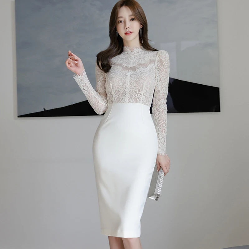 

M GIRLS new arrival lace perspective formal dress high quality elegant vintage work style temperamental white basic