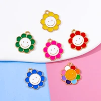 10pcs 1618mm rainbow smile flower cute enamel charm making necklace bracelet pendant diy earring jewelry ornament accessories
