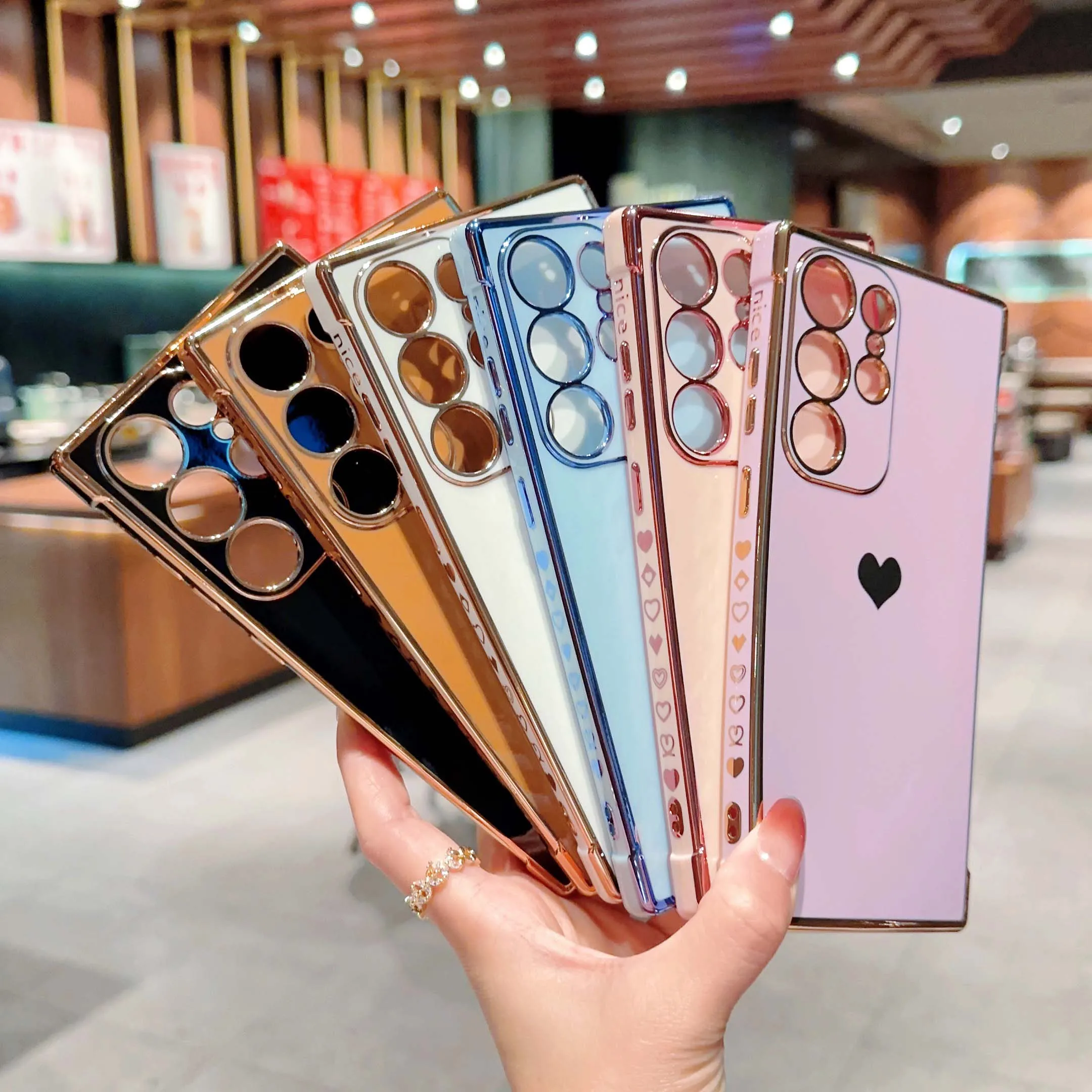 

Luxury Lovely 6D Plating Case for Samsung Galaxy S23 S22 S21 Ultra Plus S20 FE Soft Armor Shockproof Phone Cover SamsungS23Ultra