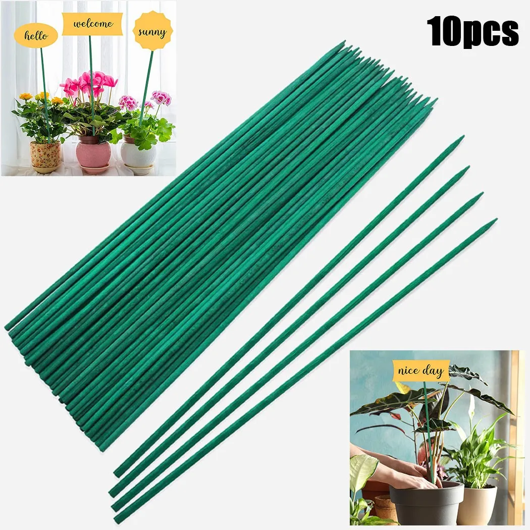

10PCS 40cm Green Plant Support Sticks Bamboo Flowers Support Pole Spiky End Floral Stake Gardening Tool