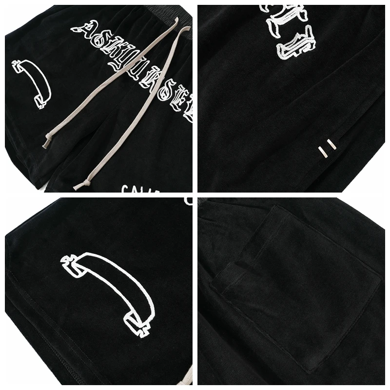 Мужские летние бархатные шорты в стиле хип-хоп