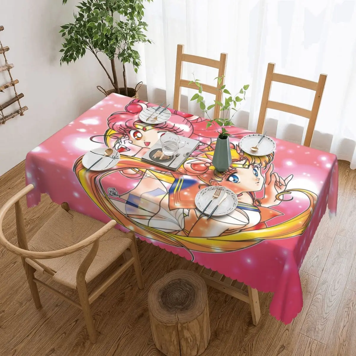 

Rectangular Waterproof Super Sailors Moon Chibi Moon Table Cover Anime Table Cloth Tablecloth for Picnic