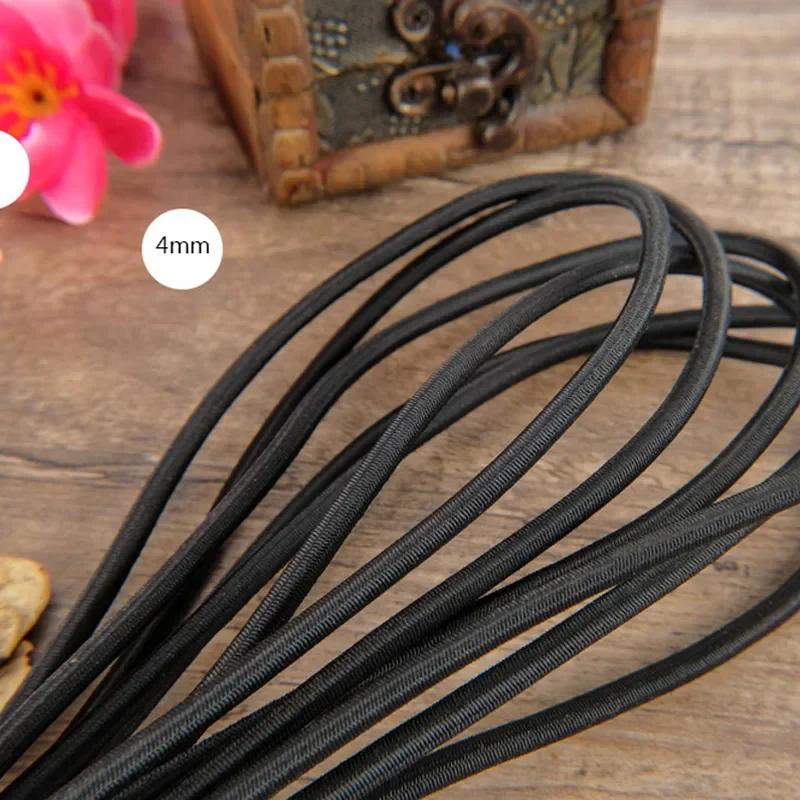 Оптовая продажа тонких круглых эластичных лент 1 мм 2 3 4 белого и черного цвета