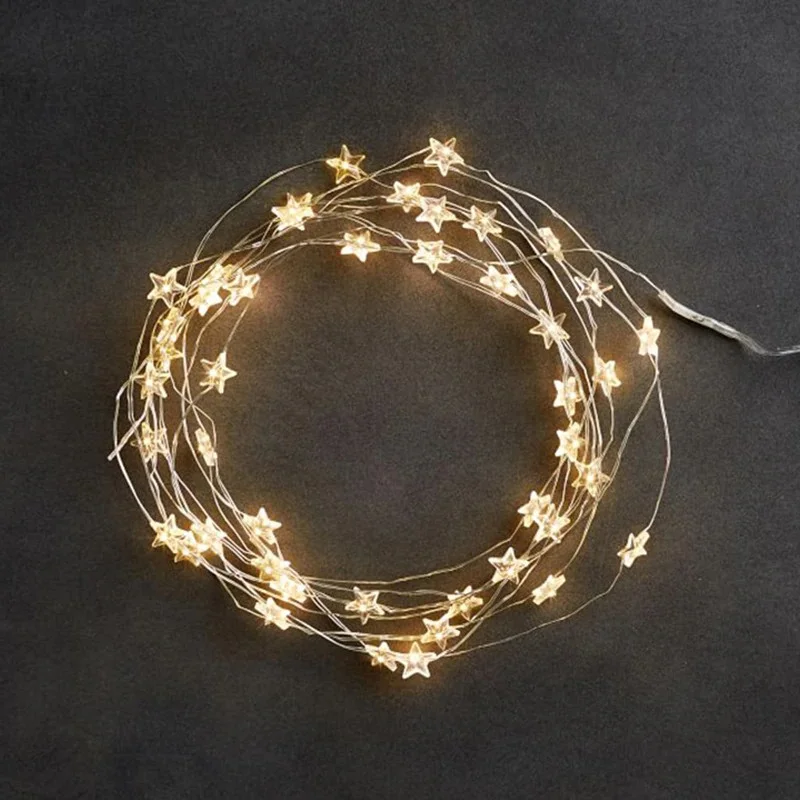 

60 Stars Led Christmas Lights Battery Operated Adapter Usb Fairy Lights String Indoor Bedroom Wedding Decorations 2022 Holiday