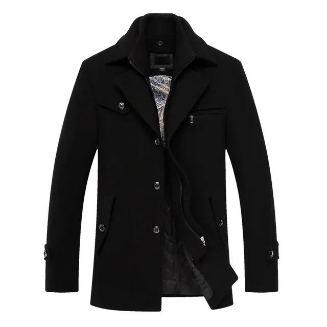

NEW 2023 Men's Woolen Coat Winter Autumn Wool Jackets Windbreaker Thick Warm Lapel Coat Casual Male Brand Clothing SA858