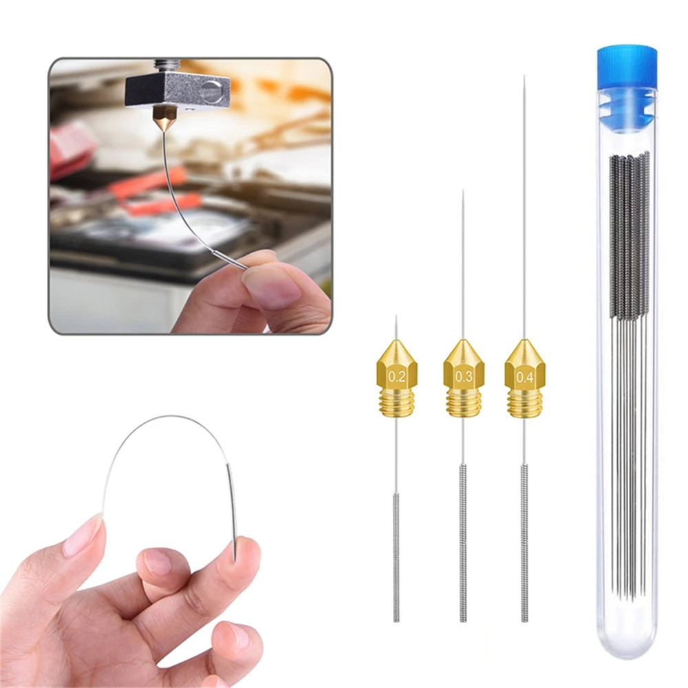 

10pcs 3D Printer Nozzle Cleaning Stainless Steel Needle 0.15-1mm Cleaning Needle Tools for MK8 V6 3D Printer Parts&Accessories