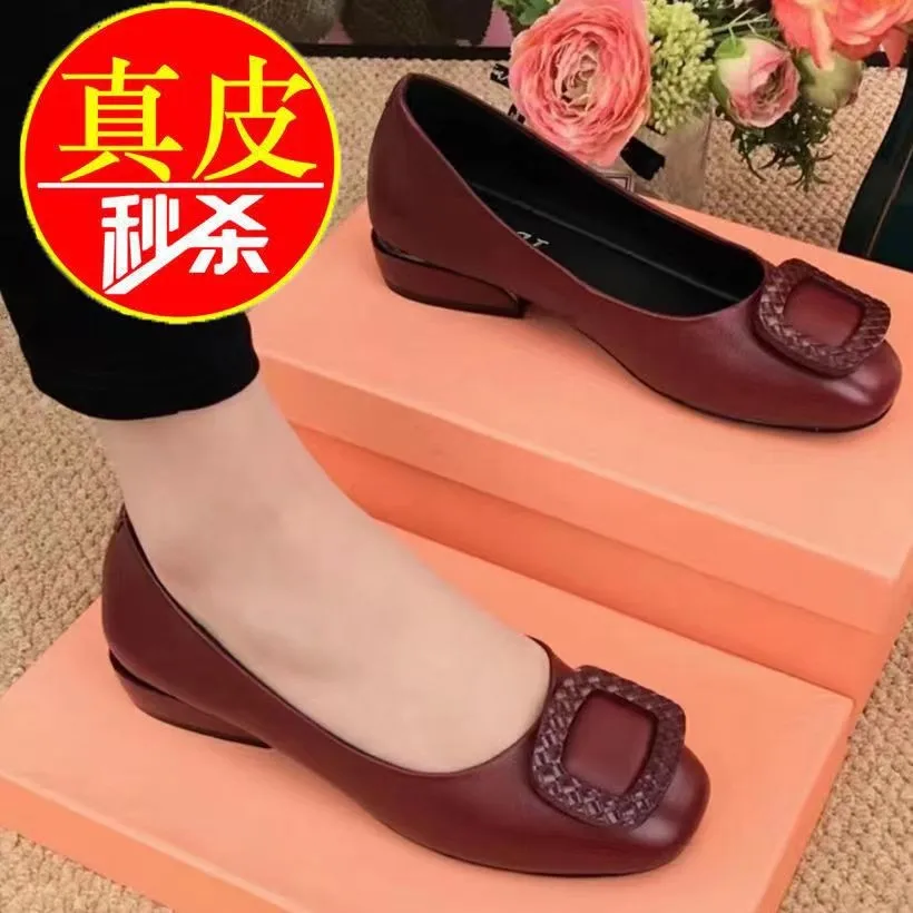 

Женские модные красные туфли-лодочки из искусственной кожи на коротком квадратном каблуке, женские повседневные высококачественные удобн...