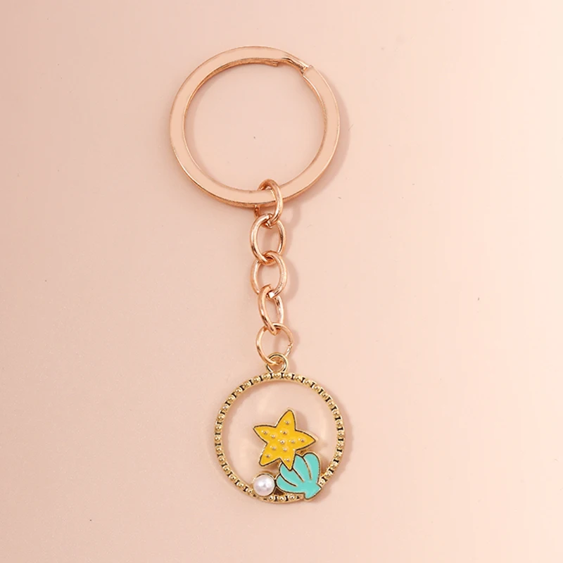 

Cute Starfish Keychains for Car Keys Summer Beach Shell Charms Keyrings Women Men Car Key Handbag Pendants Key Chains DIY Gifts