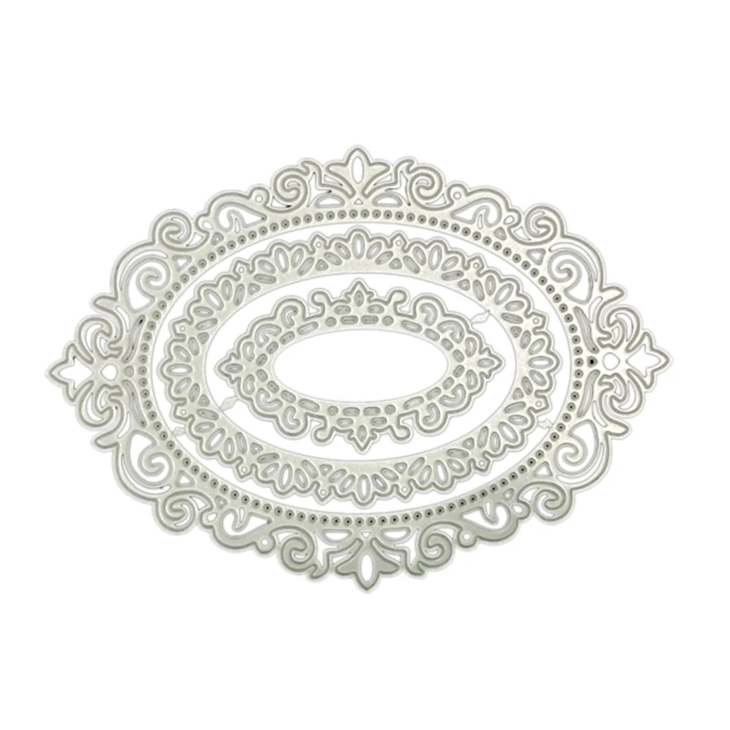 

Lace Border Cutting Die DIY Embossing Moulds Oval Stencil Template Card Making