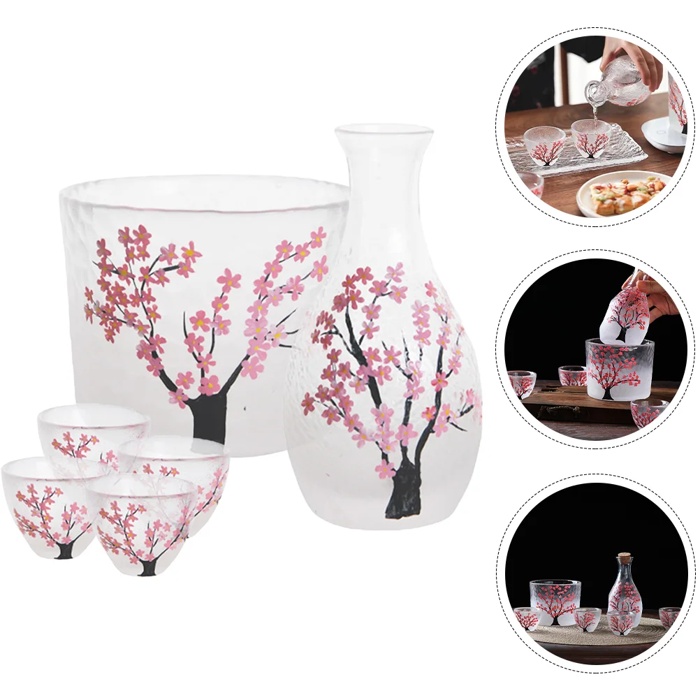 

Sake Cupcups Japanese Teaset Drinking Serving Pot Mug Bottle Clearwater Flower Tokkuri Kungfu Chinese Mini Glasssake Coffee
