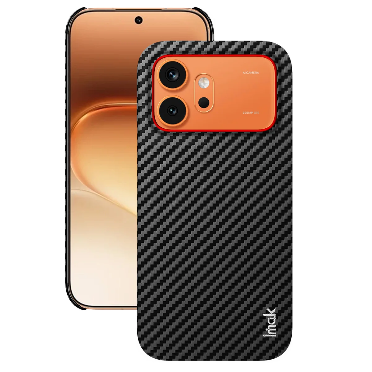 Фото Тканевый чехол для Honor 600 Honor600 Pro 5G IMAK Ruiyi Series с красным кольцом и текстурой под карбон, жесткий чехол №1
