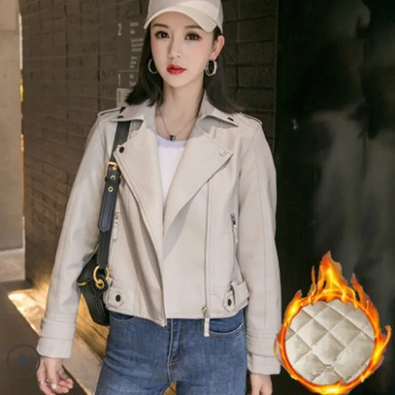 Motorcycle Coat PU Leather Jacket Women Korean Jacket Women Leather Jacket Winter Jacket Women 2022 Women's Leater Jacket Female
