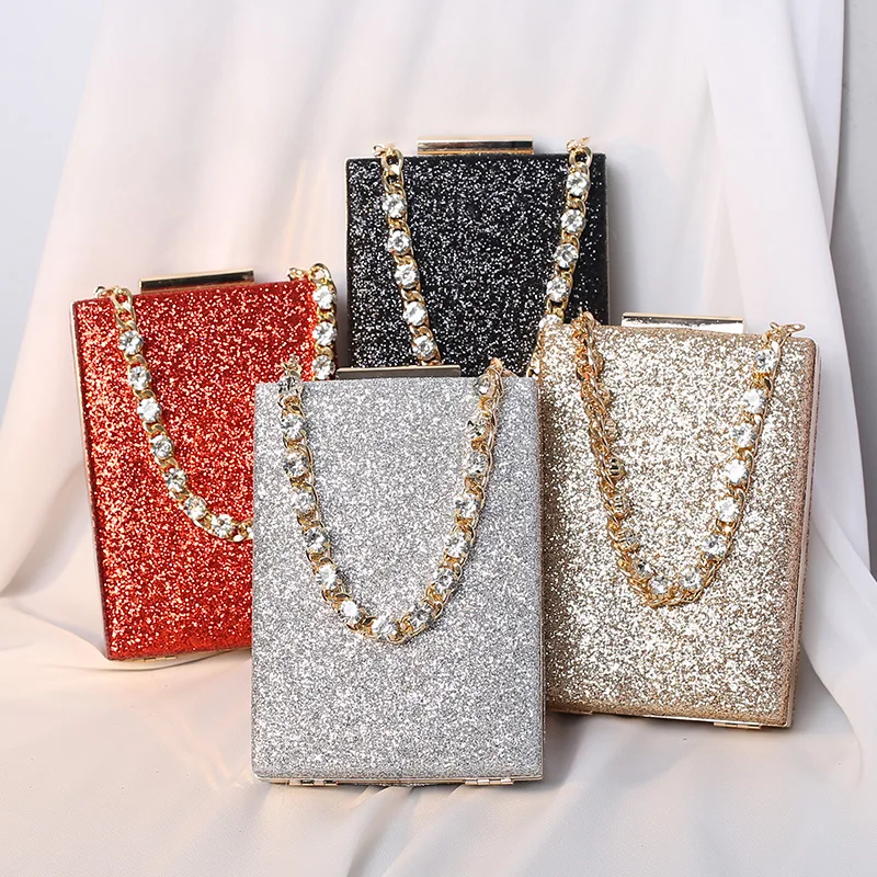 

Wedding Dinner Bags Party Pack New Women Diamond Evening Clutch Bag Bling Clutchs Handbags for Woman Polyester Vertical Square
