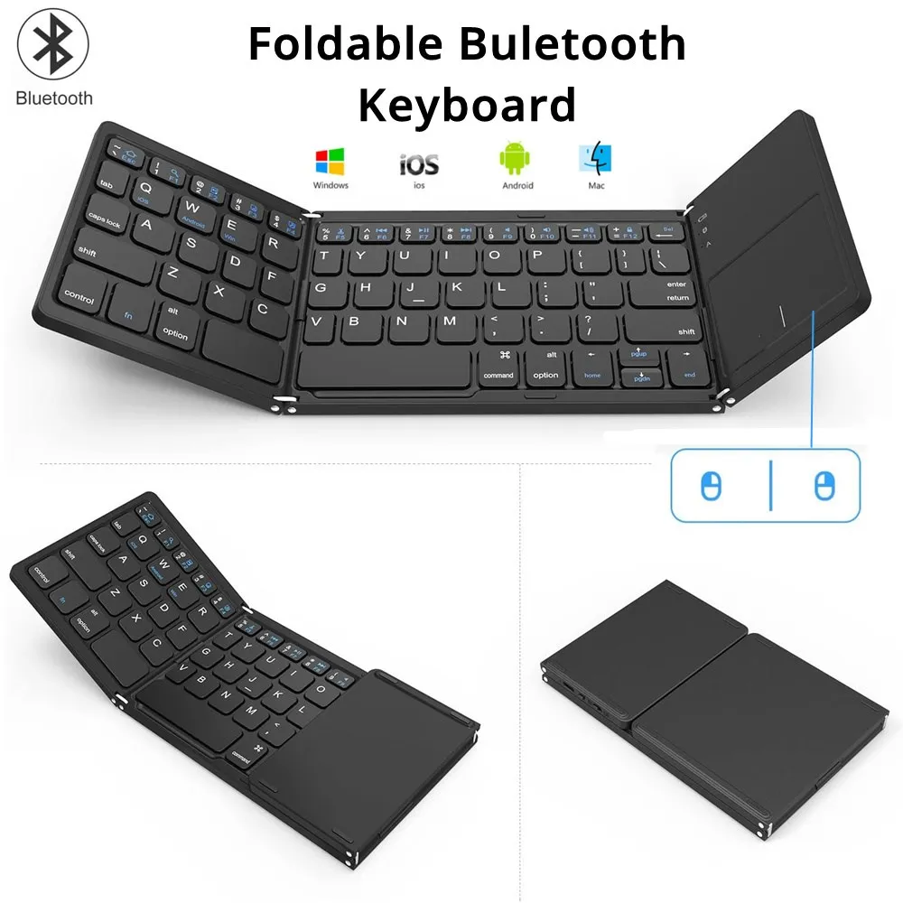 

Mini Foldable Portable Touchpad Bluetooth 3.0 Wireless Keyboard for Windows Android ios Tablet iPad Surprise price Time limited