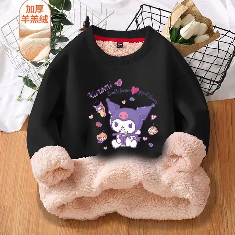 

Sanrio Kawaii Anime Cinnamoroll My Melody Spring Winter 2023 Girls Fleece Hoodie Kuromi Cute Cartoon Thick Cotton Coat Toys Kids