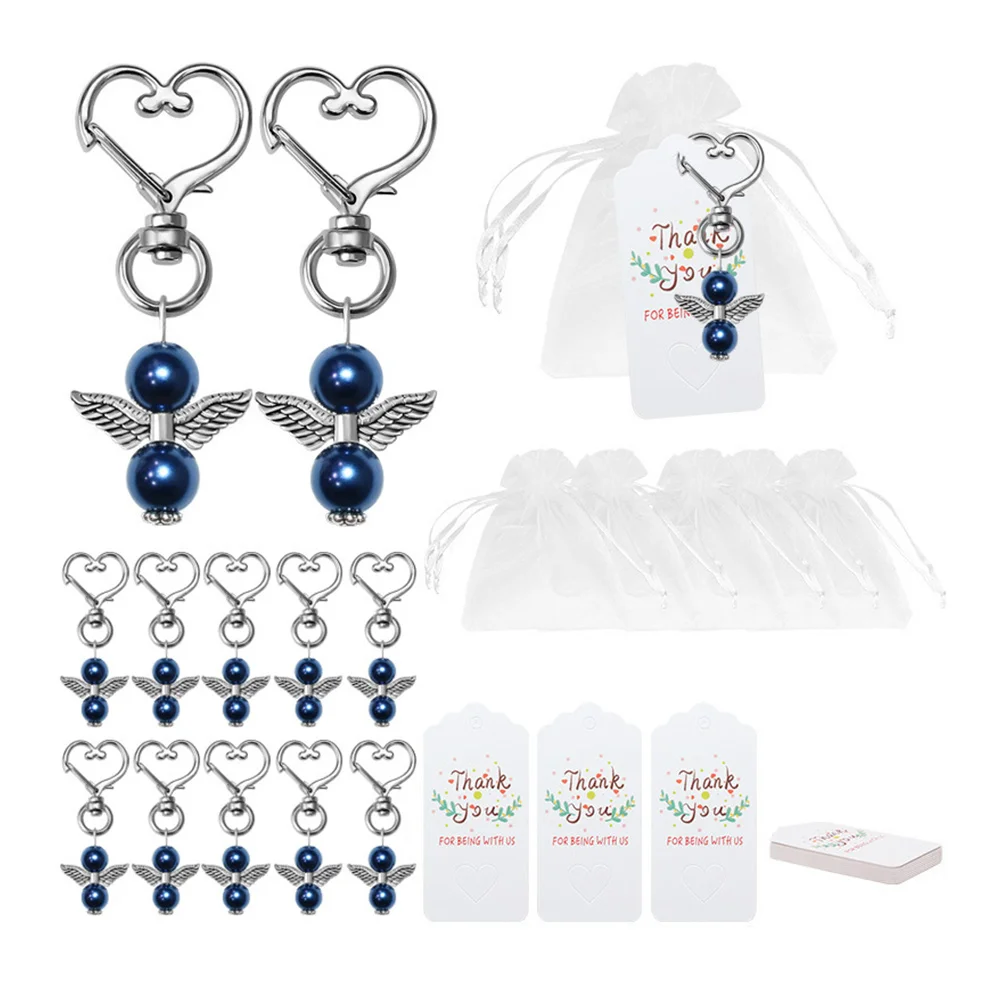 

20Pcs Angel Favor Keychains Plus Angel Wing Thank You Tags Plus Organza Gift Bags, Guest Return Gifts for Baby Shower