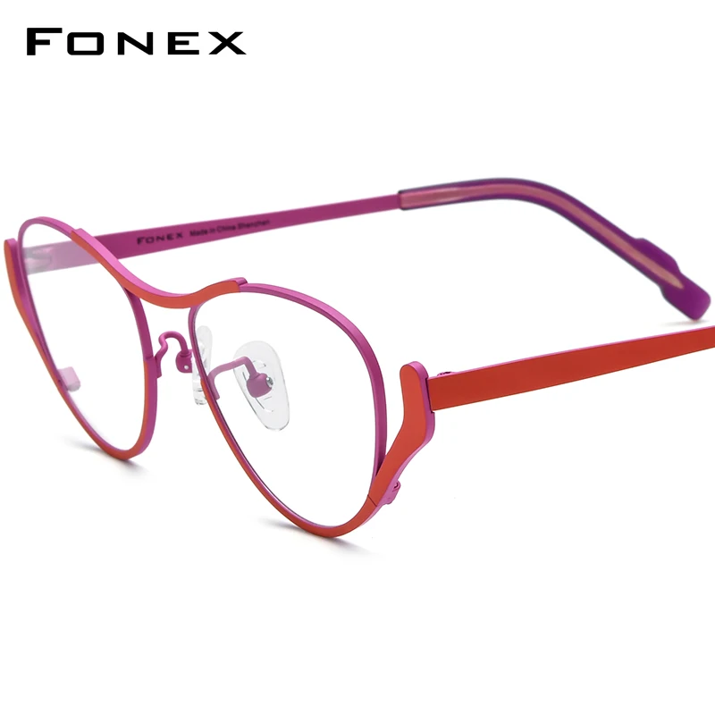 FONEX очки из чистого титана для женщин новинка 2024 мужские модные ретро красочные