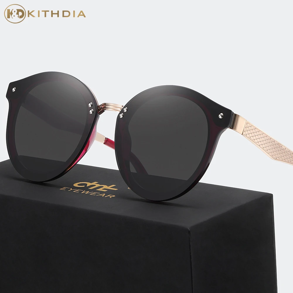 Купи Kithdia Fashion Brand Women's Sunglasses Oval Metal Frame Men's Sunglasses UV400 HD Lens With Box за 864 рублей в магазине AliExpress