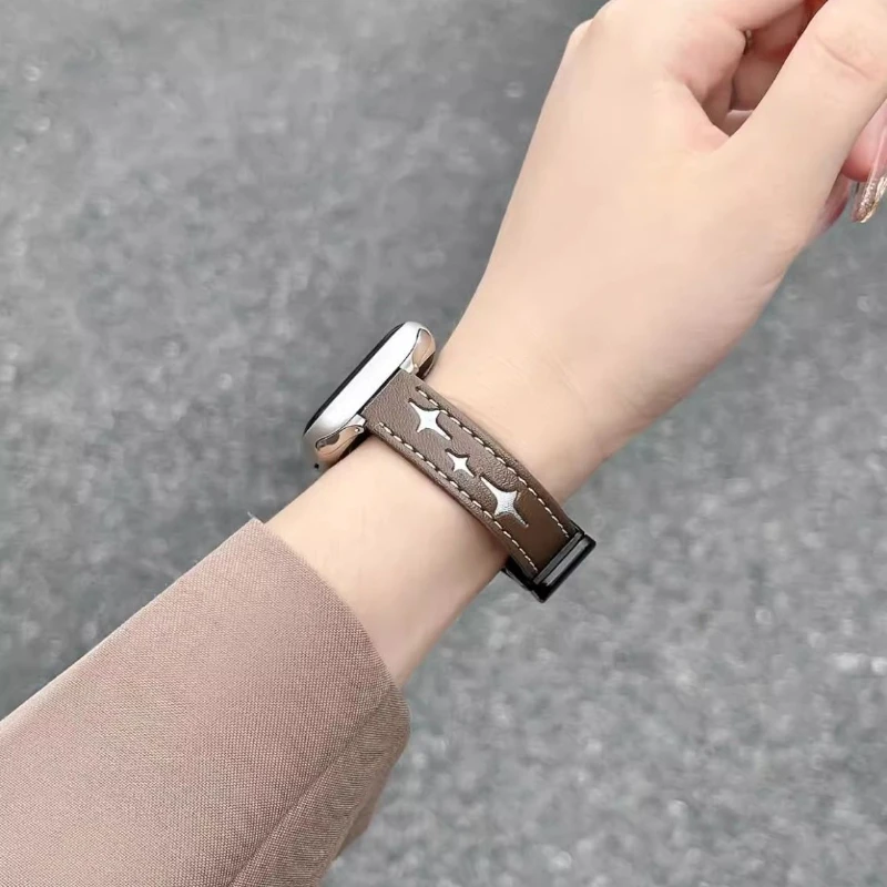 Модный браслет со звездой Y2k для Apple Watch 9 8 7 6 5 4 2 Se кожаный магнитный 45 мм 44 42 41 40