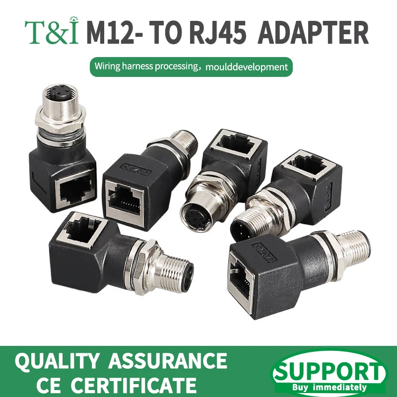 

T&I M12 Connector 4P D Type 8P A Type X Type To Rj45 Male And Female Socket Adapter Network Cable