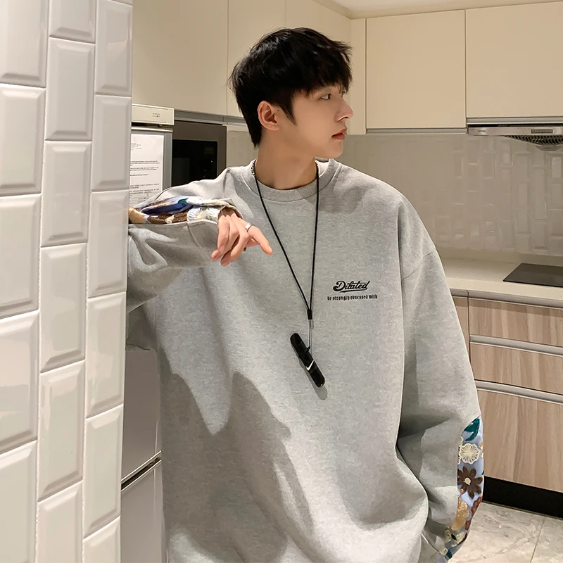 

Privathinker Flower Patchwork Men's Sweatshirts Oversized Fashion Autumn Clothing Korean Casual Unisex Streetwear Male Hoodies