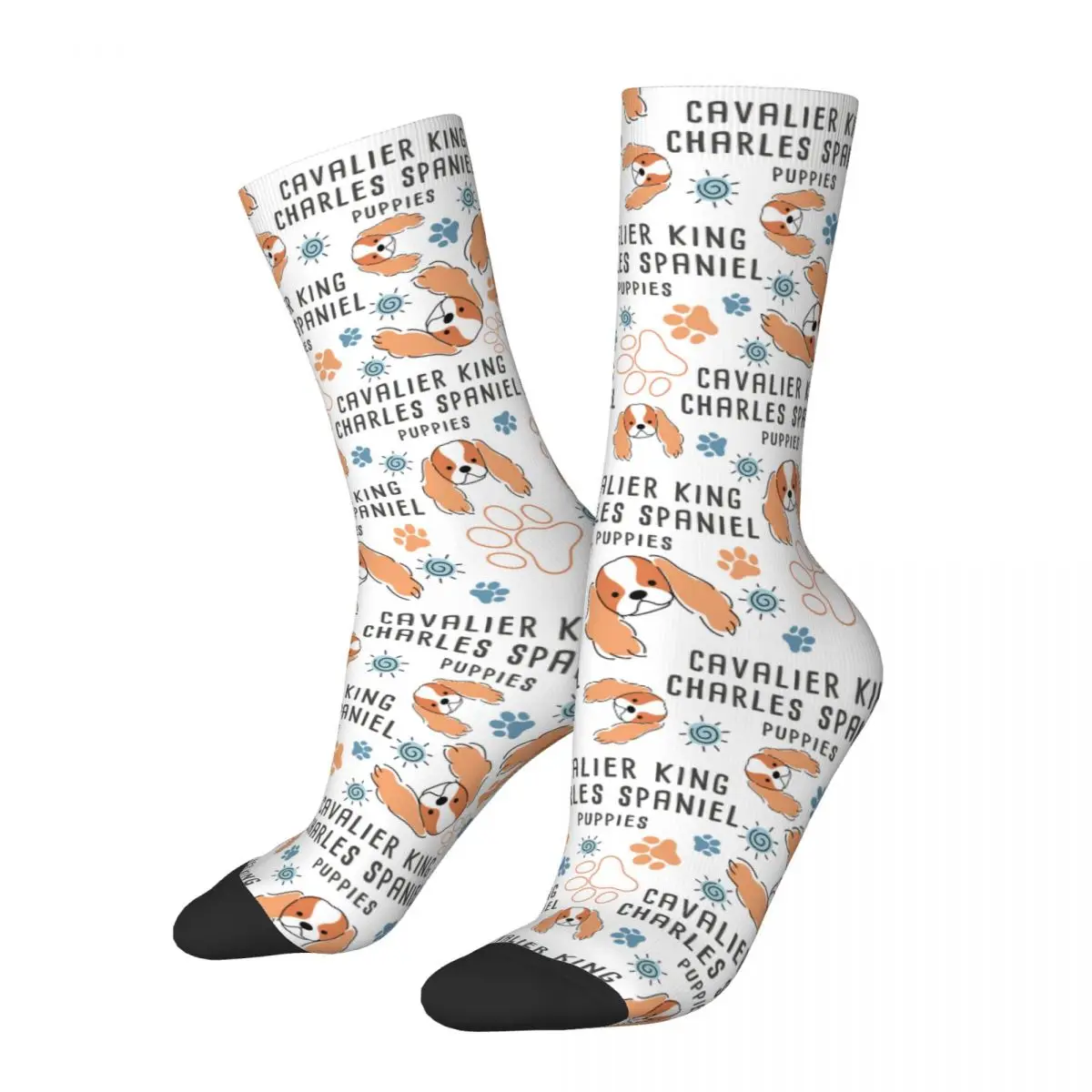 

Autumn Winter Retro Men's Women's Cavalier King Charles Spaniel Socks Cute Animal Dog Non-slip Football Socks