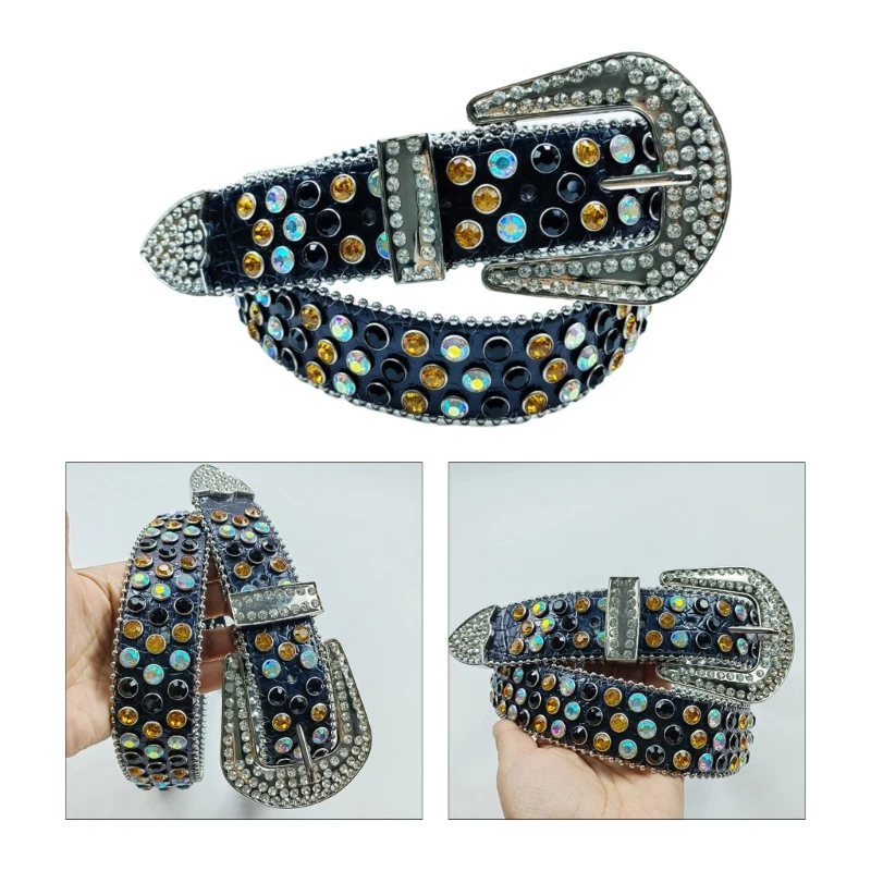 

Ремень с шипами для мужчин и женщин, шикарный пояс со стразами, для джинсов и платьев, на лето