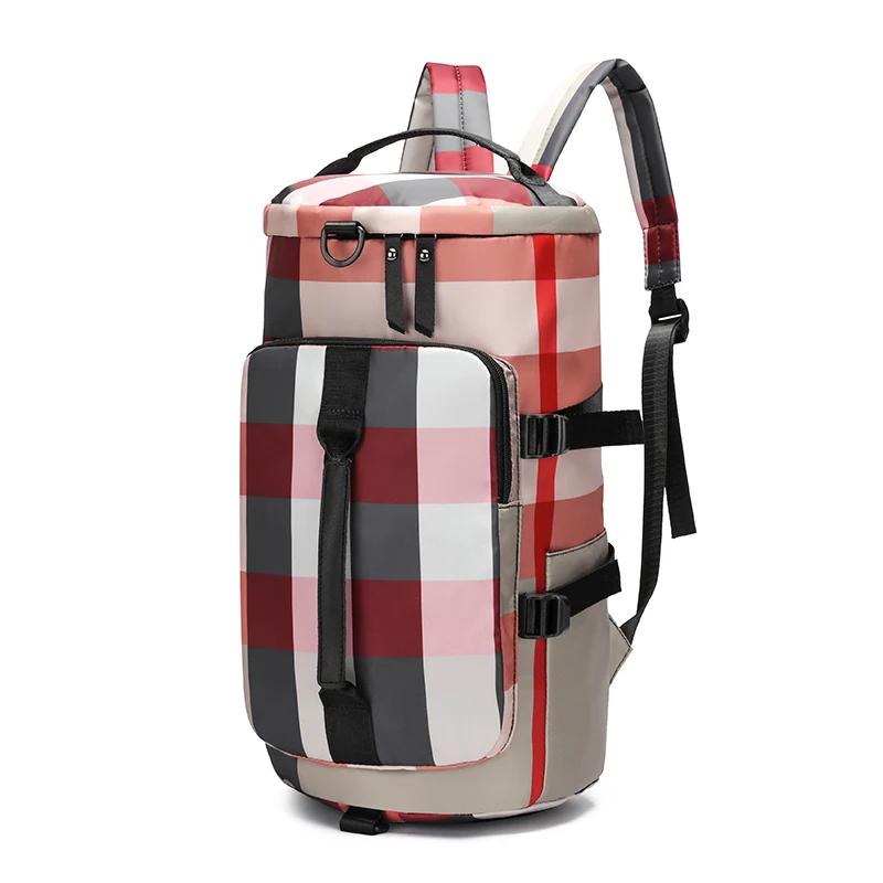 Large Capacity Oxford Cloth Versatile Backpack Female Korean Version Of Fashion Plaid Bag Travel Bag Male Fitness Duggel Bag M08