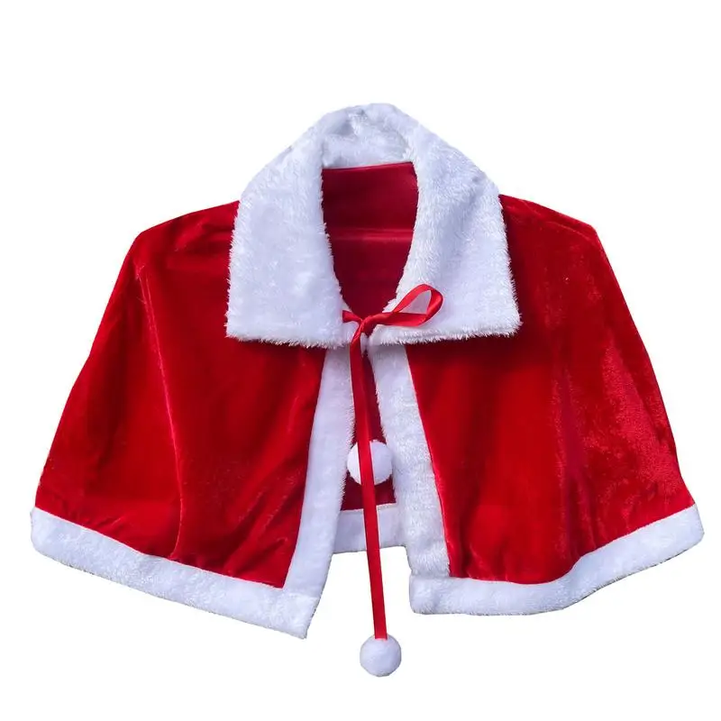 

Red Christmas Cape for Girls Party Costume Cloak Cape Warm Shoulder Wrap Christmas Costume Shawl Santa Claus Cape for Women