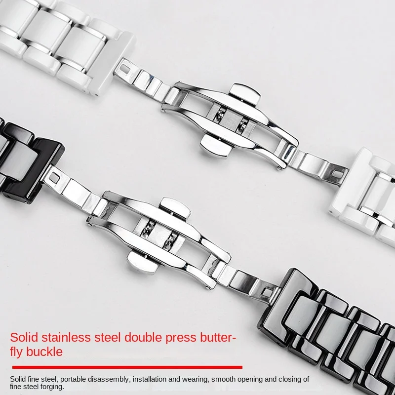 Браслет керамический однотонный для мужчин и женщин черный белый ремешок с