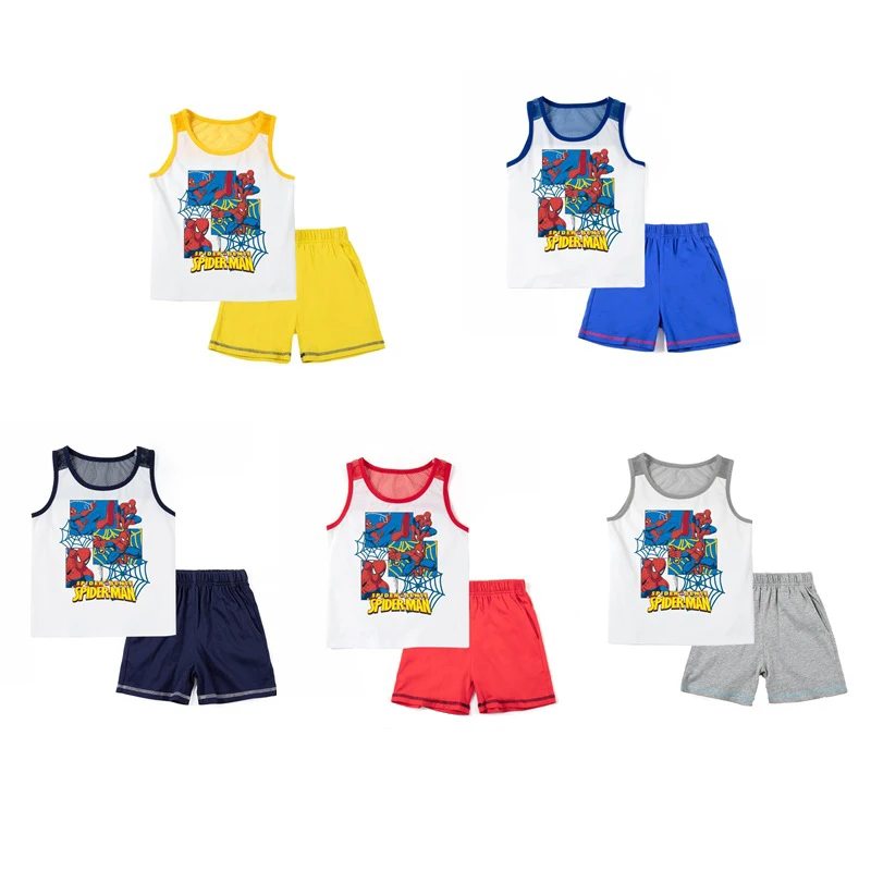 

Superhero Spiderman Printing Vest Suit Baby Kids Cosplay Children Birthday Gift Cotton Cute Cartoon Anime Figure 5 Style 2-8Y