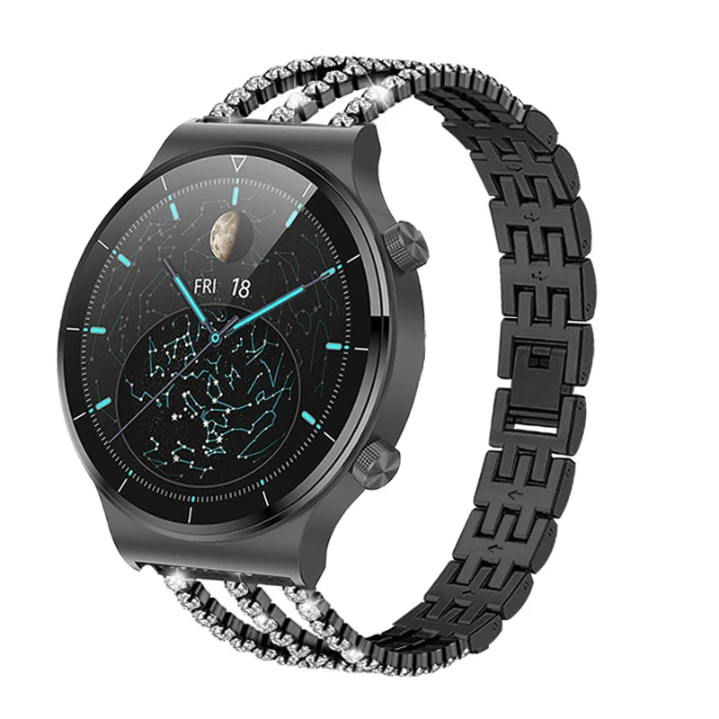 

Ремешок со стразами для Huawei Watch GT 3 2, металлический браслет для смарт-часов Huawei Watch GT 3 2 Pro 2e, 20 мм 22 мм