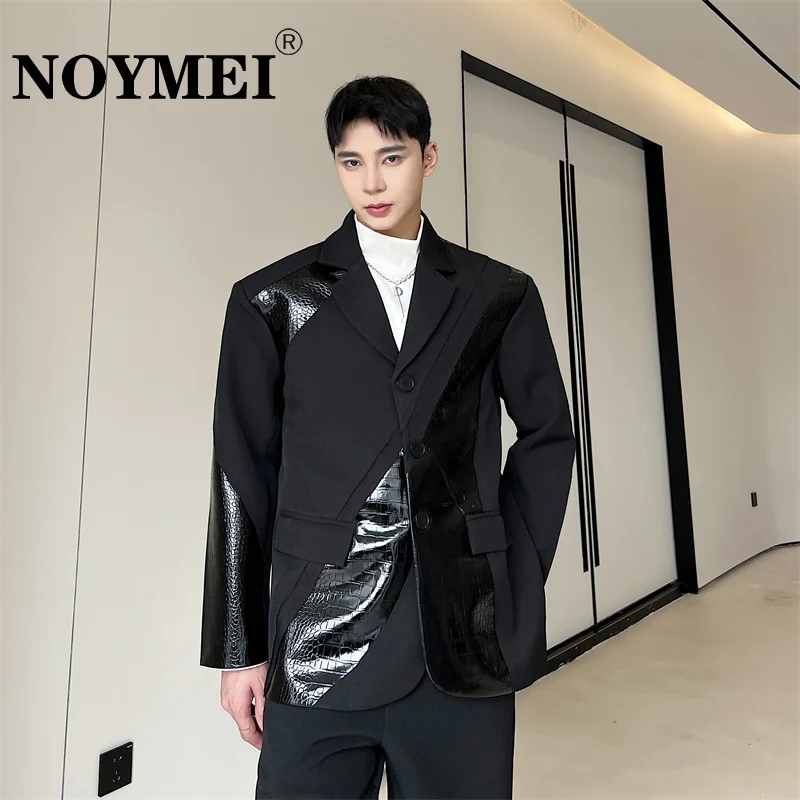 

NOYMEI Structural Collage Suit Coat Men's High Level Autumn Casual Top Black Fashionable Lapel Male Blazer Autumn Tide WA2532