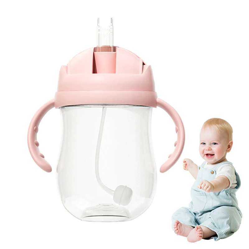 

300ml Children Straw Cup Gravity Ball Baby Sippy Cup Training Drinking with Handles Portable Kids Go Out Water Milk Bottle