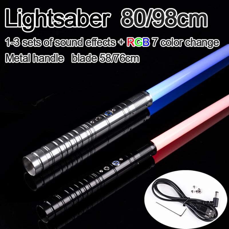 

98CM Lightsaber Metal Handle Rgb 7change Colour 3Sound Effects Laser Light Saber Adult Kids Cosplay Toys Birthday Gift