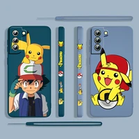 cartoon pikachu cute for samsung galaxy s22 s21 s20 s10 note 20 10 ultra plus pro fe lite liquid left rope silicone phone case